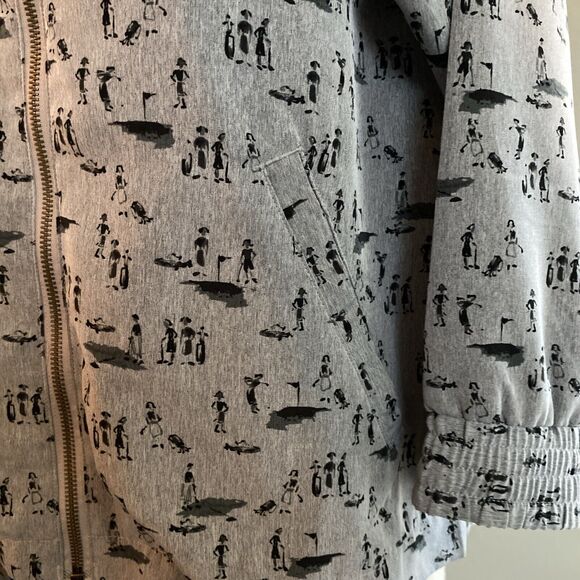 Rare Vintage Line-Up For Sport Golf All Over Print Jacket Bomber Zip Large Grey - Picture 4 of 10